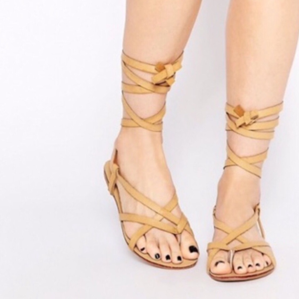 Glamorous leather leg wrap sandals sz 40 fit 8.5